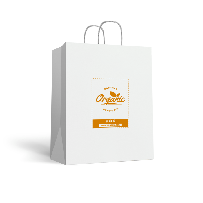 Vertical paper carrier bag with twisted handles