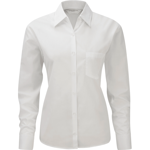 Camisa basic para mujer popelina manga larga Blanco