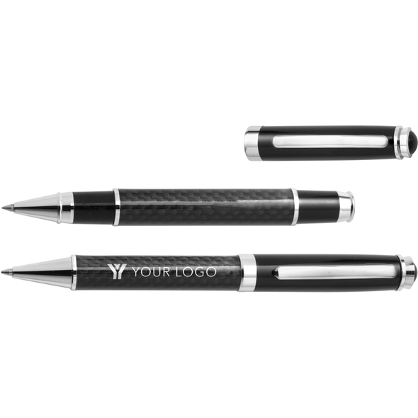 Juego de escritura en fibra de carbono y latón Juego de escritura en fibra de carbono y latón