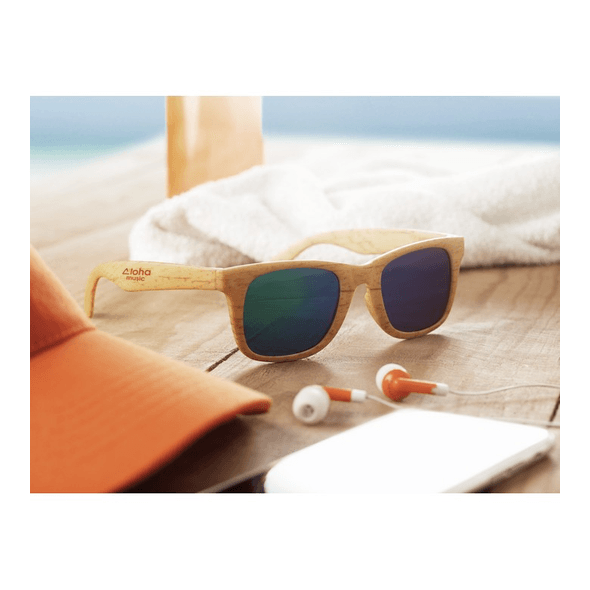solbriller i trælook Med tryk Laveste pris med garanti|BIZAY