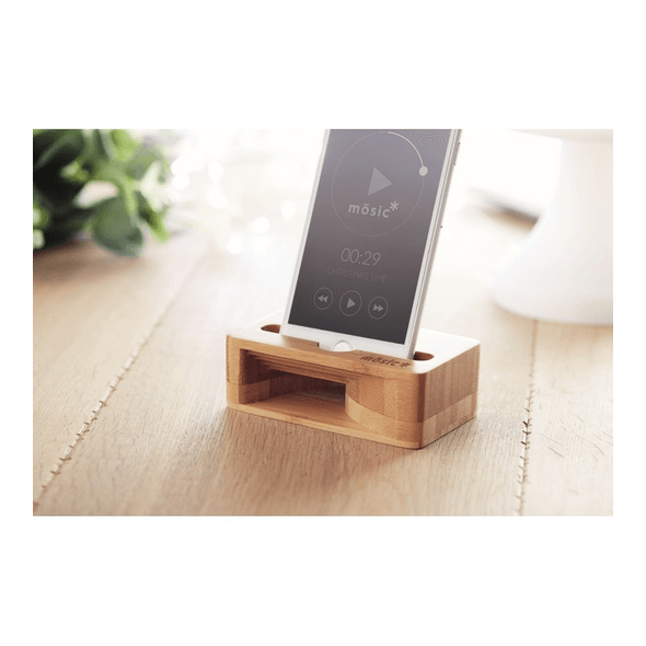 Bamboo phone stand amplifier