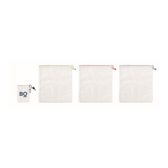 Lot de 3 sachets fruits/aliments en RPET Lot de 3 sachets fruits/aliments en RPET