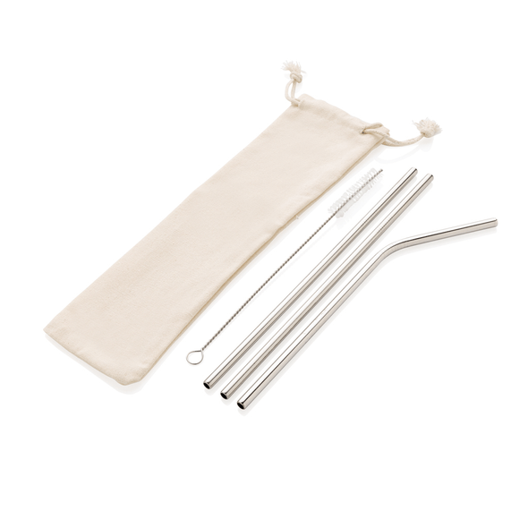 Juego de 3 pajitas reutilizables de acero inoxidable. Juego de 3 pajitas reutilizables de acero inoxidable.