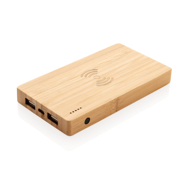 Bambu 4 000 mAh trådlös 5W Powerbank Bambu 4 000 mAh trådlös 5W Powerbank