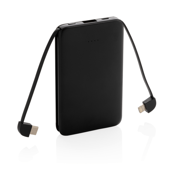 Powerbank de bolsillo con cables integrados de 5000 mAh Powerbank de bolsillo con cables integrados de 5000 mAh