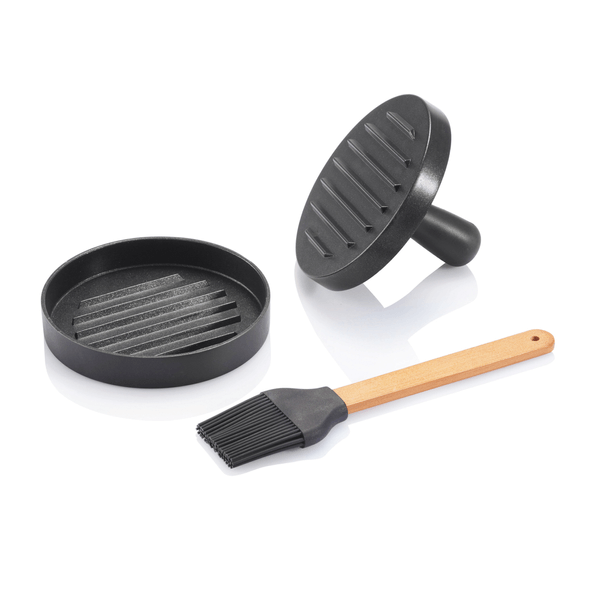Ensemble barbecue avec presse à hamburger et brosse Ensemble barbecue avec presse à hamburger et brosse