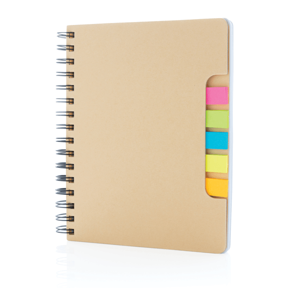 A5 Kraft spiral notesbog med sticky notes A5 Kraft spiral notesbog med sticky notes