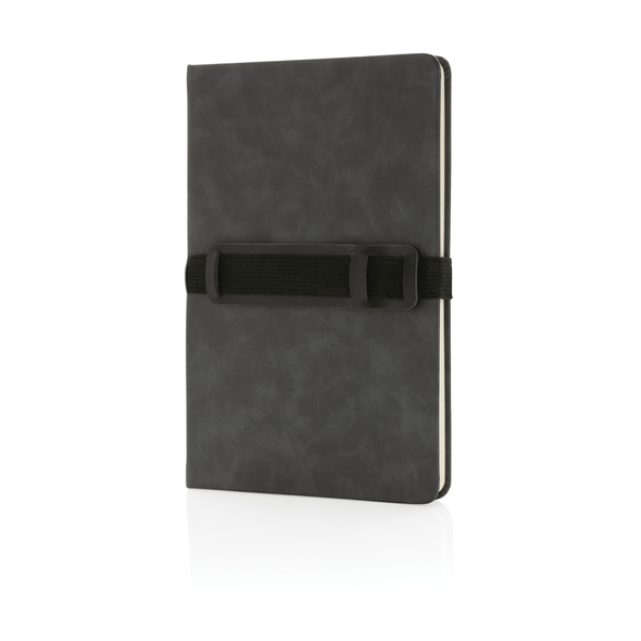 Carnet de notes de luxe en PU à couverture rigide A5 avec porte-téléphone et porte-stylo