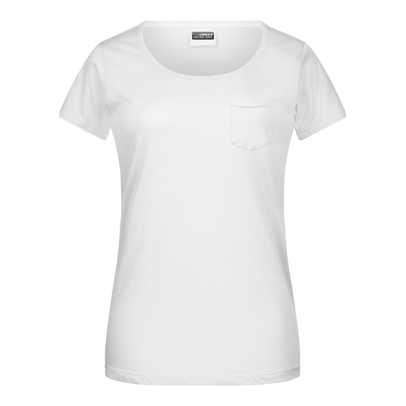 T-shirt com bolso de peito moderno Senhora T-shirt com bolso de peito moderno Senhora