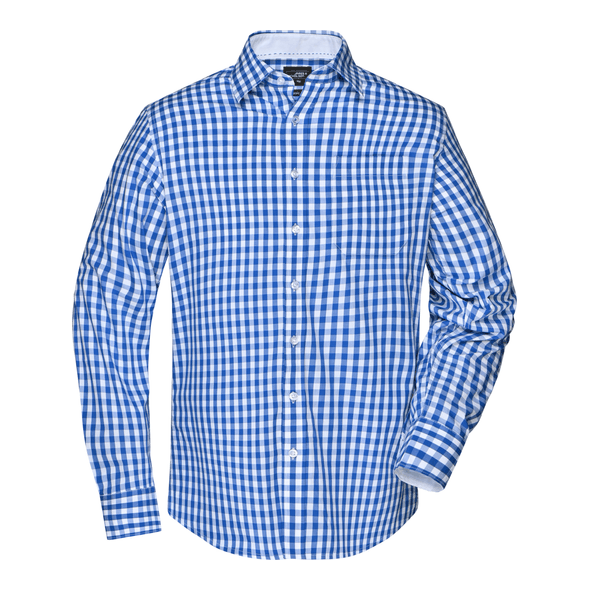 James & Nicholson | Kostkovaná košile s jednobarevnými vsadkami na límci a manžetách Muž