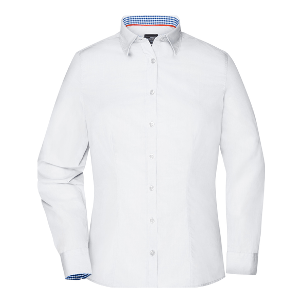 James & Nicholson | Elegante camisa con detalle de cuadros en cuello y puños James & Nicholson | Elegante camisa con detalle de cuadros en cuello y puños