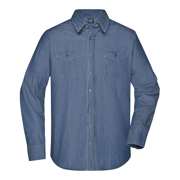 James & Nicholson | Modern skjorta/skjorta i blå jeans för män