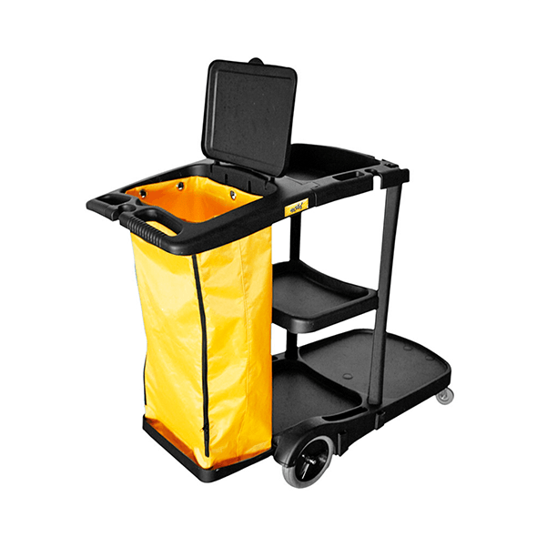 Carrello di pulizia con sacchetto di vinile in plastica nera Carrello di pulizia con sacchetto di vinile in plastica nera