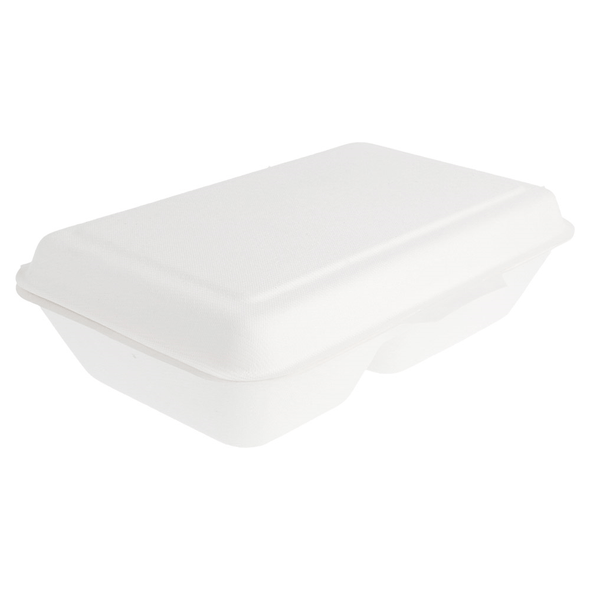 Boxes with 2 "Bionic" Bagasse Compartments Boxes with 2 "Bionic" Bagasse Compartments