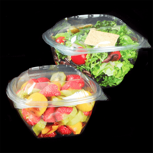 Salatskål med gjennomsiktig hengslet lokk RPET