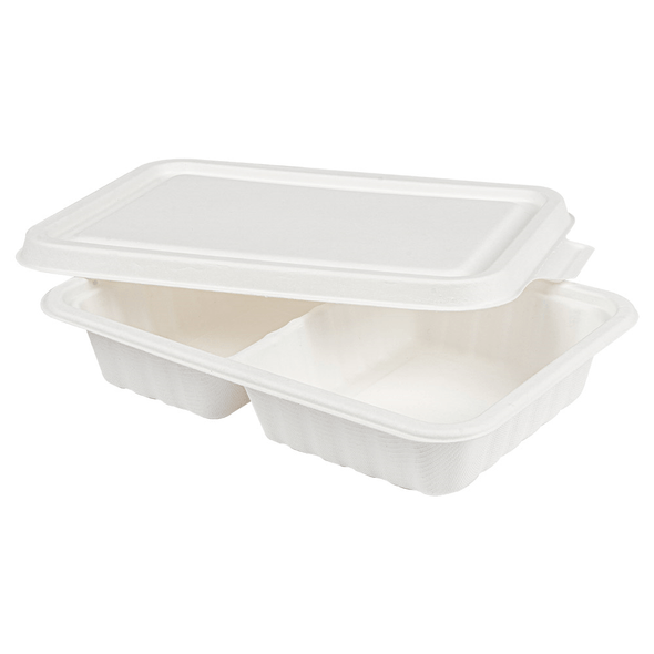 Barquettes à 2 Compartiments et Couvercle "Bionic" Bagasse Barquettes à 2 Compartiments et Couvercle "Bionic" Bagasse