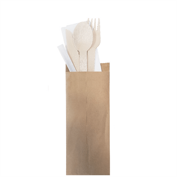 Bestiksæt med serviet og spisepind indpakket Kraft "Makan" Træ Bestiksæt med serviet og spisepind indpakket Kraft "Makan" Træ