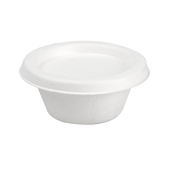 Mini Bowls with Lids "Bionic" White Bagasse Mini Bowls with Lids "Bionic" White Bagasse