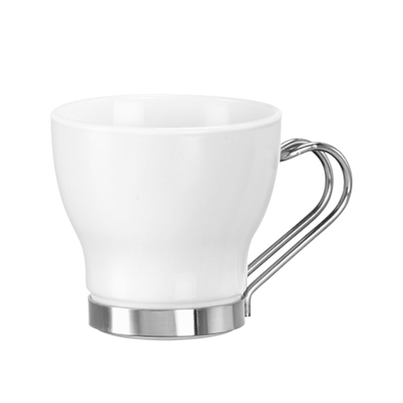 Glass mug with metal handle store
