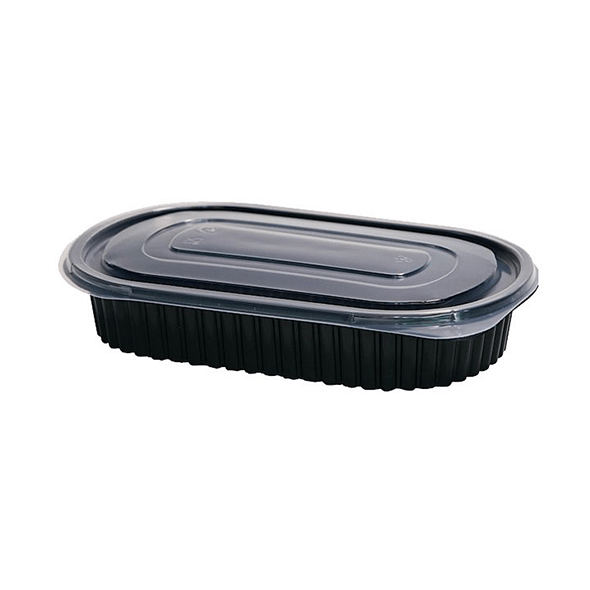 Zwarte plastic maaltijdboxen