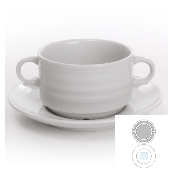 Ensemble tasse et soucoupe à consommé en céramique - Roulette Ensemble tasse et soucoupe à consommé en céramique - Roulette