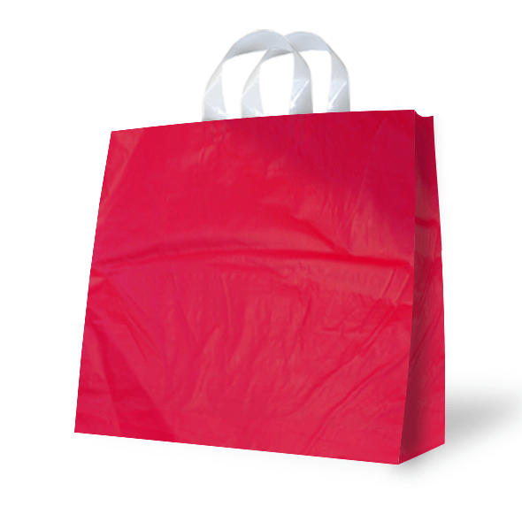 High density plastic bag with flexi handles