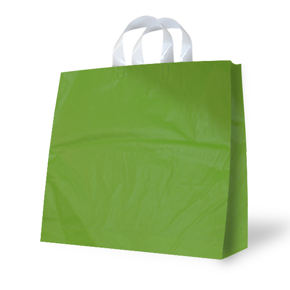 High density plastic bag with flexi handles