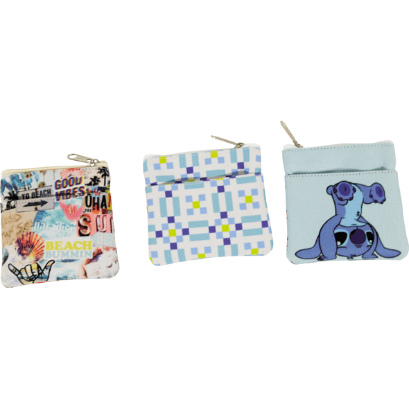 Porte-monnaie avec deux poches et zip en polyester Porte-monnaie avec deux poches et zip en polyester