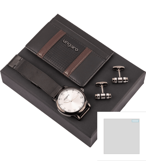 Taddeo Manschettknapp Set + Taddeo korthållare + Primo Mesh Black Watch - Ungaro™ Taddeo Manschettknapp Set + Taddeo korthållare + Primo Mesh Black Watch - Ungaro™