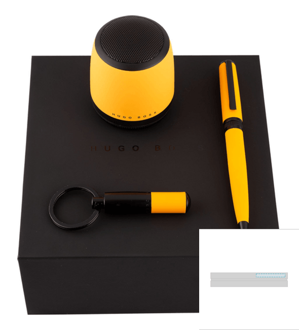 Ensemble d'enceintes Matrix jaune + porte-clés Gear Matrix - Hugo Boss™ Ensemble d'enceintes Matrix jaune + porte-clés Gear Matrix - Hugo Boss™