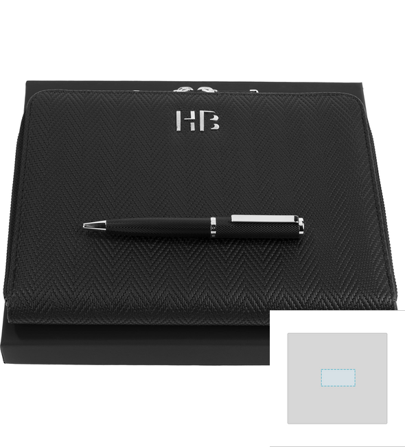 Formation Kulspetspenna Set Herringbone Chrome + Conference Folder A5 Herringbone Black - Hugo Boss™ Formation Kulspetspenna Set Herringbone Chrome + Conference Folder A5 Herringbone Black - Hugo Boss™