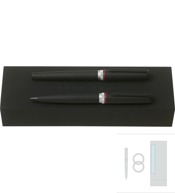 Black Gear Ballpoint Pen Set + Black Gear Rollerball Pen - Hugo Boss™