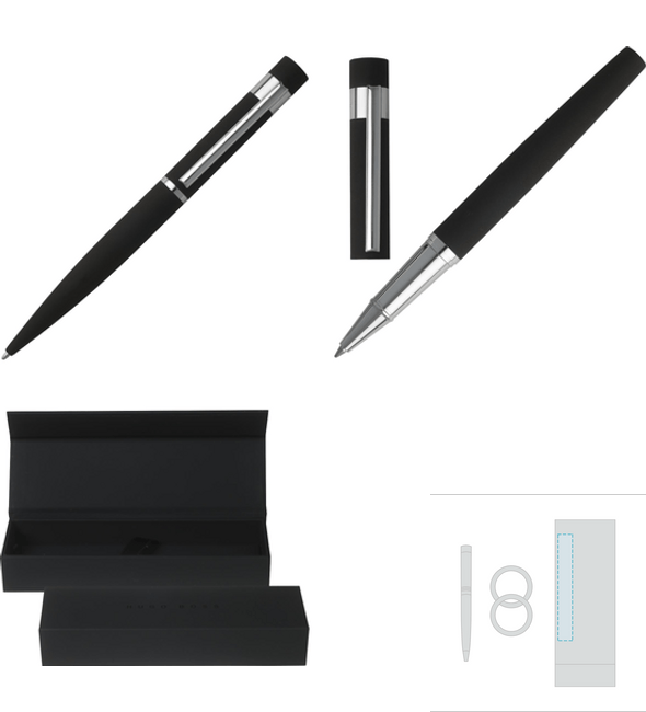 Set aus schwarzem Kugelschreiber und schwarzem Tintenroller – Hugo Boss™