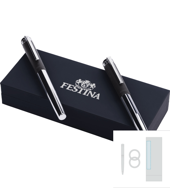 Prestige Kugelschreiber-Set Chrome Black + Rollerball Prestige Chrome Pen - Festina™