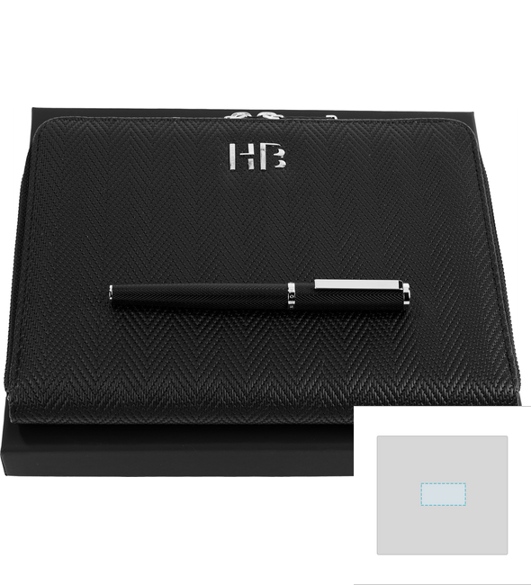 Rollerball Formation Pennenset Herringbone Chroom + Conferentiemap A5 Herringbone Zwart - Hugo Boss™ Rollerball Formation Pennenset Herringbone Chroom + Conferentiemap A5 Herringbone Zwart - Hugo Boss™