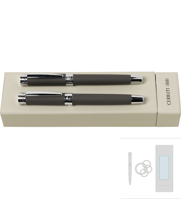 Zoom Soft Taupe Nib Pen + Rollerball Zoom Soft Taupe Pen Sæt - Cerruti 1881™