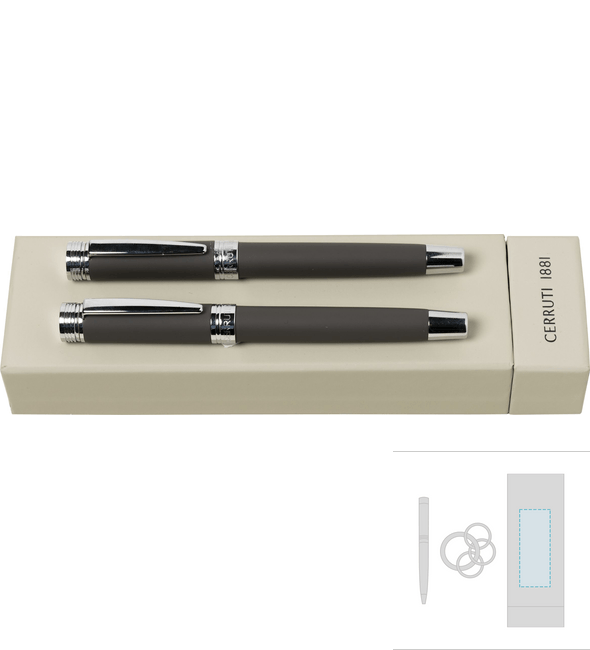 Stylo Plume Zoom Soft Taupe + Rollerball Ensemble Stylo Zoom Soft Taupe - Cerruti 1881™ Stylo Plume Zoom Soft Taupe + Rollerball Ensemble Stylo Zoom Soft Taupe - Cerruti 1881™