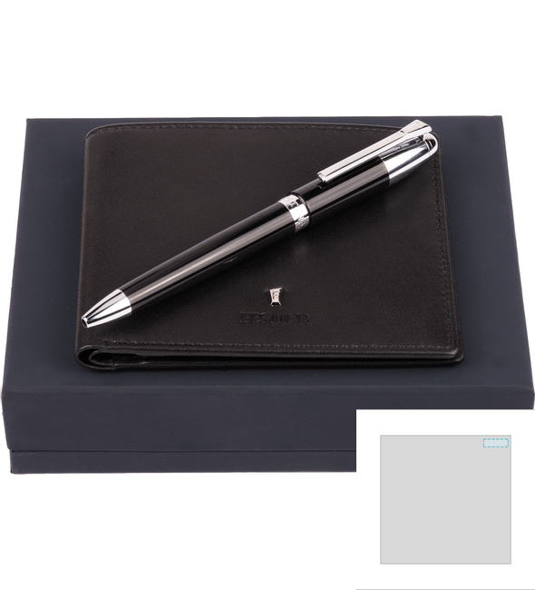 Classicals Black Wallet + Classicals Chrome Black Ballpoint Pen Set - Festina™
