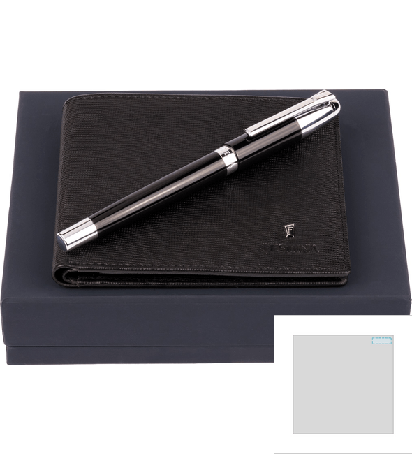 Chronobike svart kortplånbok + Classicals Chrome Black Rollerball Pen Set - Festina™ Chronobike svart kortplånbok + Classicals Chrome Black Rollerball Pen Set - Festina™