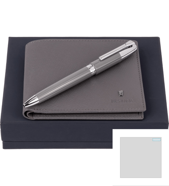 Chronobike Gray Card Wallet Set + Classicals Chrome Gray Ballpoint Pen - Festina™