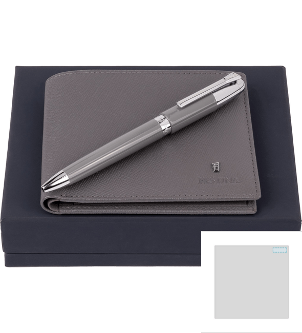 Chronobike Gray Card Wallet Set + Classicals Chrome Gray Ballpoint Pen - Festina™ Chronobike Gray Card Wallet Set + Classicals Chrome Gray Ballpoint Pen - Festina™