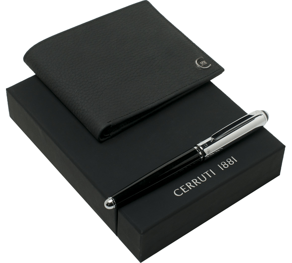 Hamilton Black Card Wallet Miles Black Snib Pen Set Cerruti