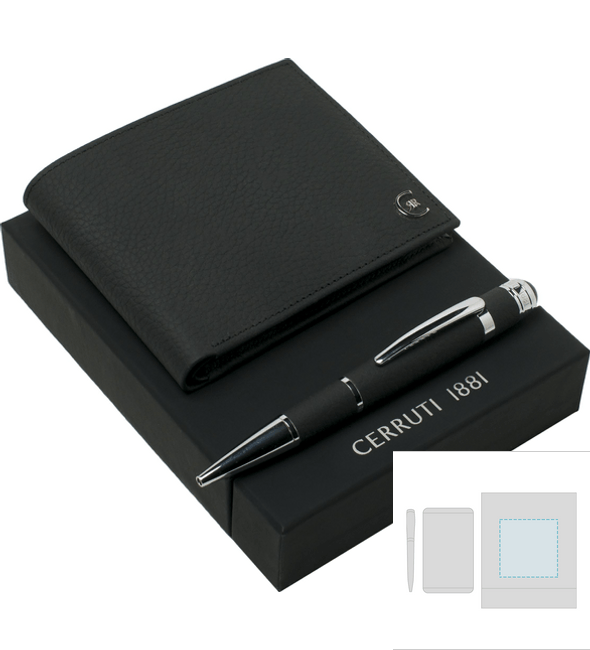 Ensemble portefeuille Hamilton Black Money + stylo bille Milton Black - Cerruti 1881™ Ensemble portefeuille Hamilton Black Money + stylo bille Milton Black - Cerruti 1881™