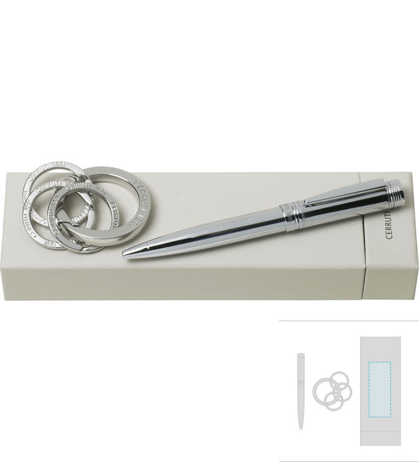 Zoom Zilveren Sleutelhangerset + Zoom Klassieke Zilveren Balpen - Cerruti 1881™ Zoom Zilveren Sleutelhangerset + Zoom Klassieke Zilveren Balpen - Cerruti 1881™