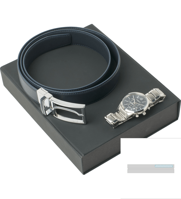 Alesso Navy Belt Set + Alesso Chrome Chronograph - Ungaro™ Alesso Navy Belt Set + Alesso Chrome Chronograph - Ungaro™