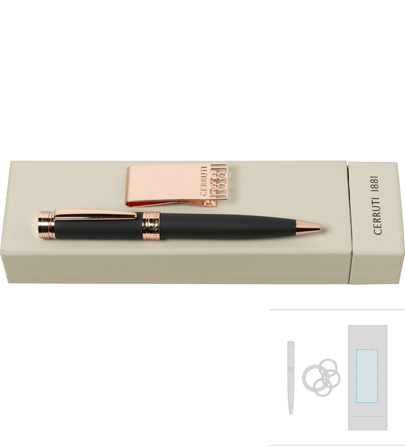 Zoom-Geldklammer aus Roségold + Marine Soft Zoom-Kugelschreiber-Set – Cerruti 1881™ Zoom-Geldklammer aus Roségold + Marine Soft Zoom-Kugelschreiber-Set – Cerruti 1881™