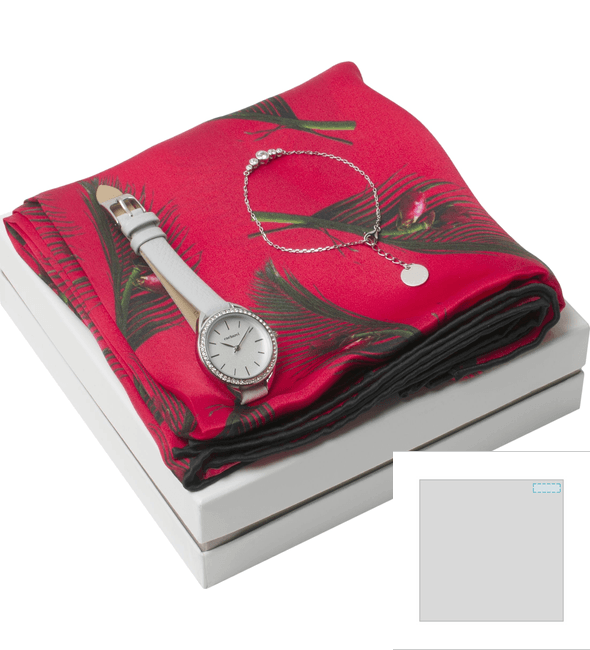 Ensemble foulard soie Victoire + bracelet Victoire + montre Iris - Cacharel™