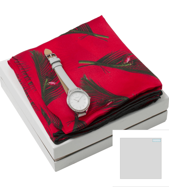 Ensemble Foulard Soie Victoire Cerise + Montre Iris Bleu Clair - Cacharel™ Ensemble Foulard Soie Victoire Cerise + Montre Iris Bleu Clair - Cacharel™