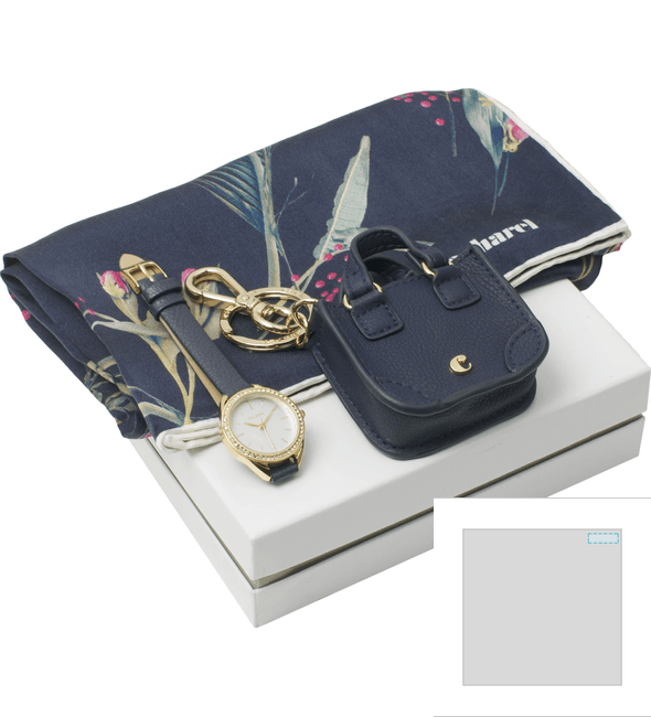 Cacharel Navy Set (nøglering, ur & silketørklæde)