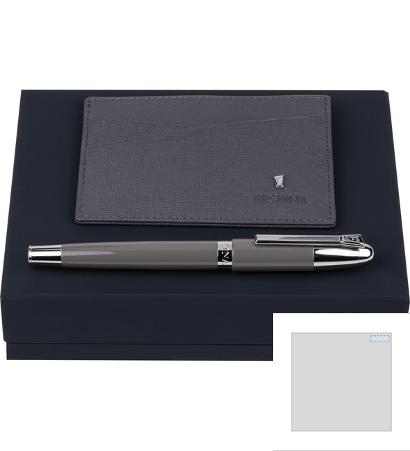 Chronobike Gray Card Holder Set + Classicals Chrome Gray Snib Pen Set - Festina™ Chronobike Gray Card Holder Set + Classicals Chrome Gray Snib Pen Set - Festina™